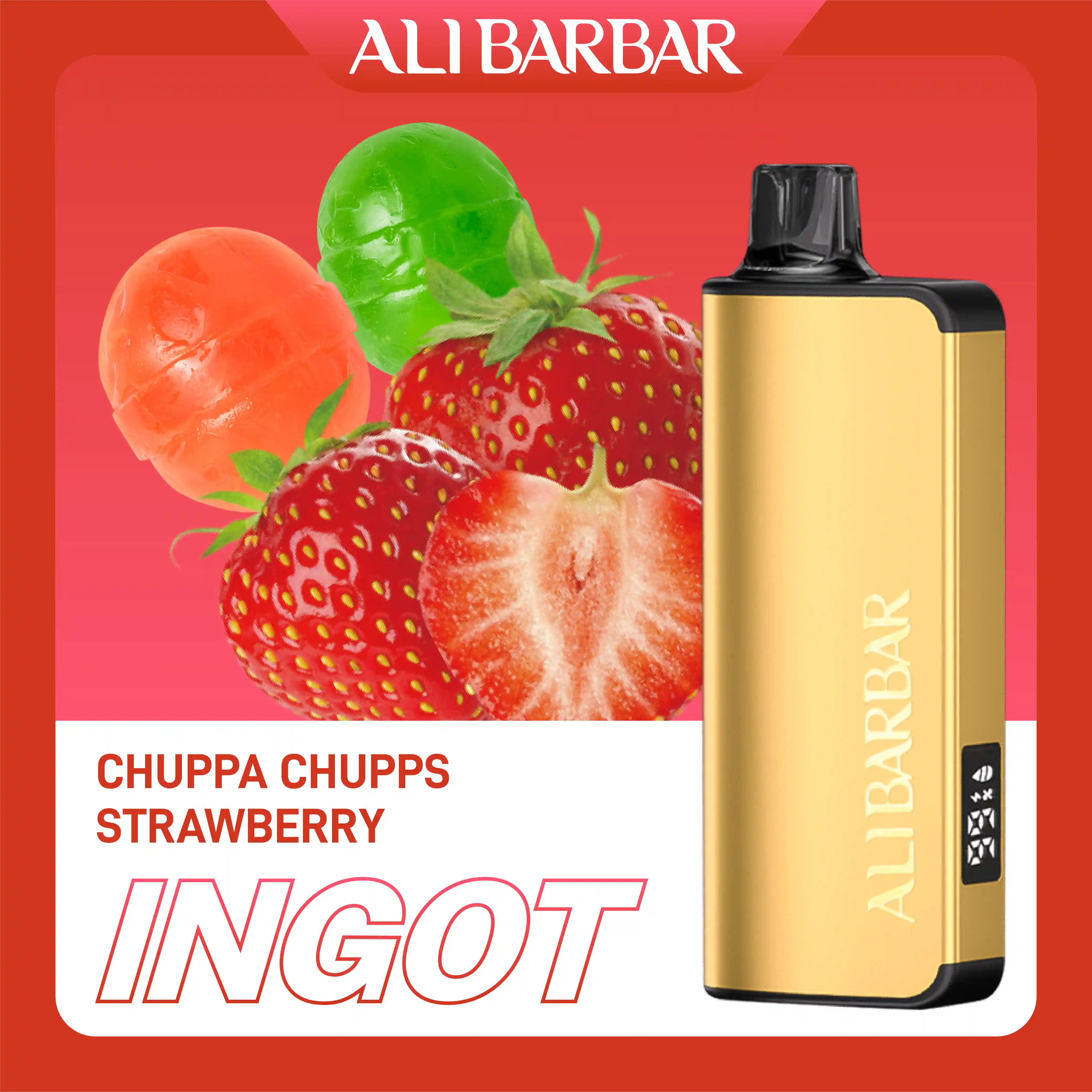 Alibarbar Ingot Chupa Chups Strawberry 9000 Puffs